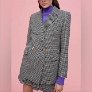 Maje houndstooth straight jacket